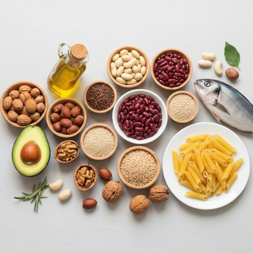 Various sources of proteins, carbohydrates, and healthy fats